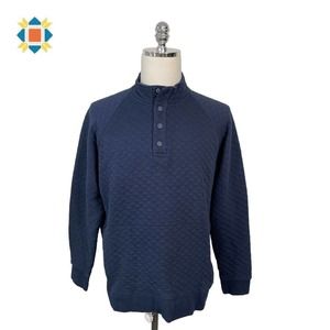 Eddie Bauer Sweater Mens XL Navy 1/4 Snap Quilted Pullover Top Sweater